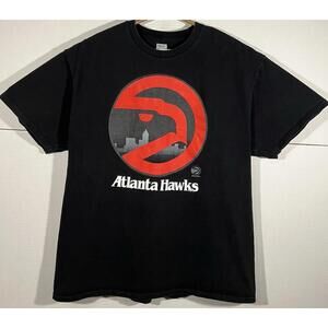 Atlanta Hawks T-Shirt Men  Black Retro Styled  Harwood Classic By Majestic